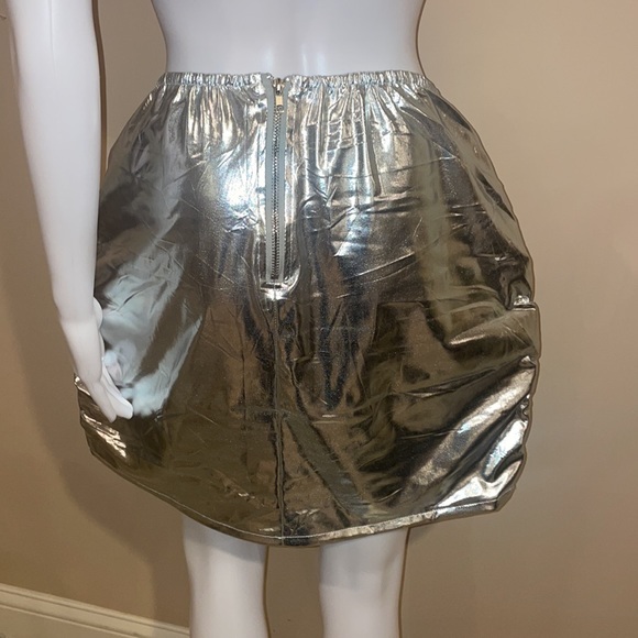 Women's Plus Puffer Metallic Mini Skirt Quilted Silver Skirt Clubwear 3x… - Picture 5 of 11